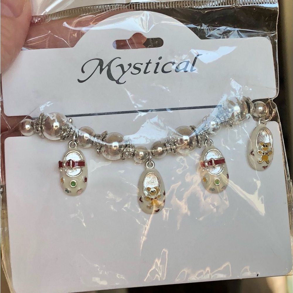 Christmas booties bracelet, silver tone